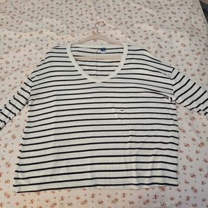 Soft Navy blue and white striped long sleeve top